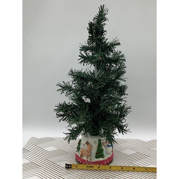 Fiber Optic 14" Christmas Tree with Santa and his sleigh in snow on base - Picture 3 of 5